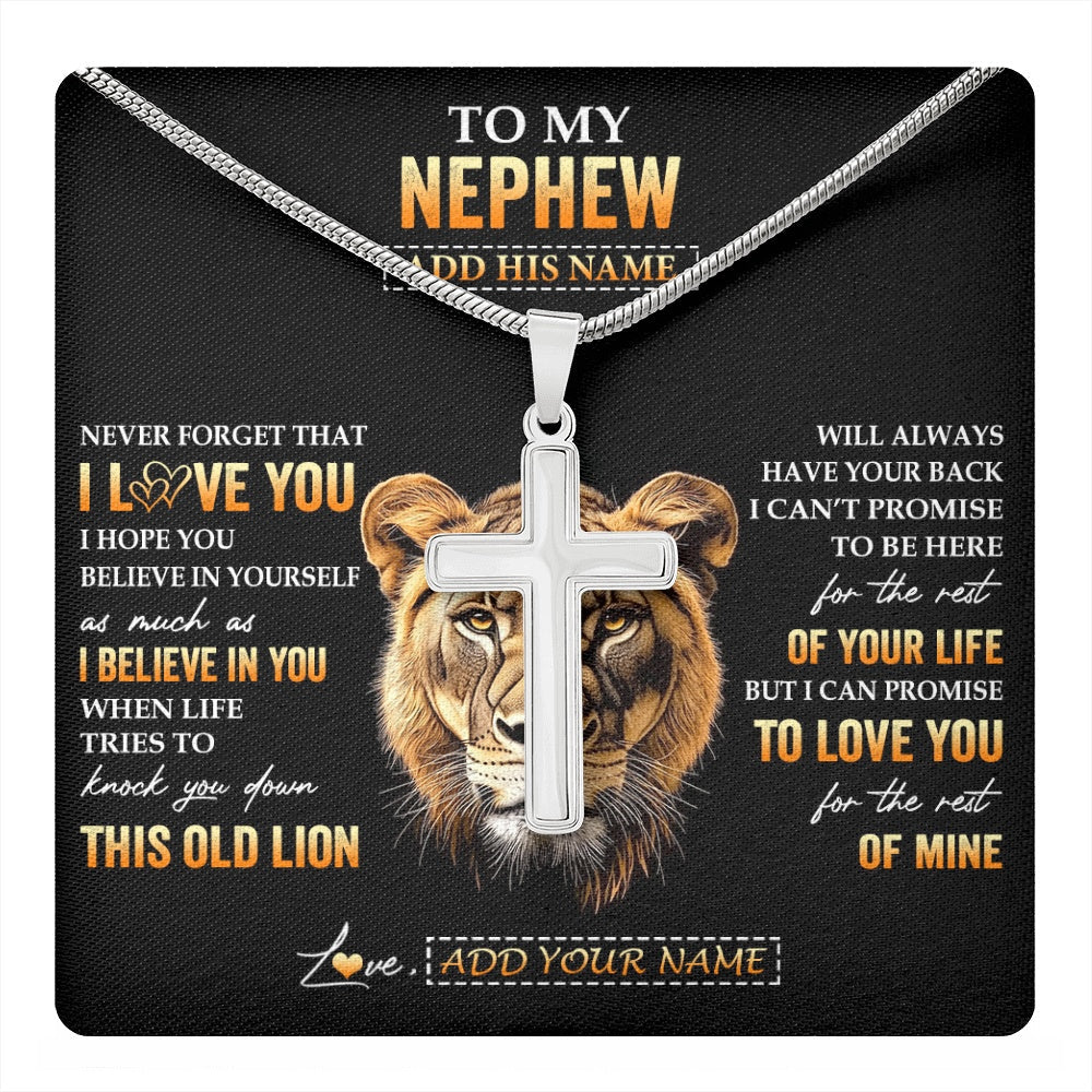 Personalized To My Nephew Gifts From Aunt Auntie Necklace Old Lion Love You Nephew Birthday Gifts Graduation Christmas Customized Gift Box Message Card