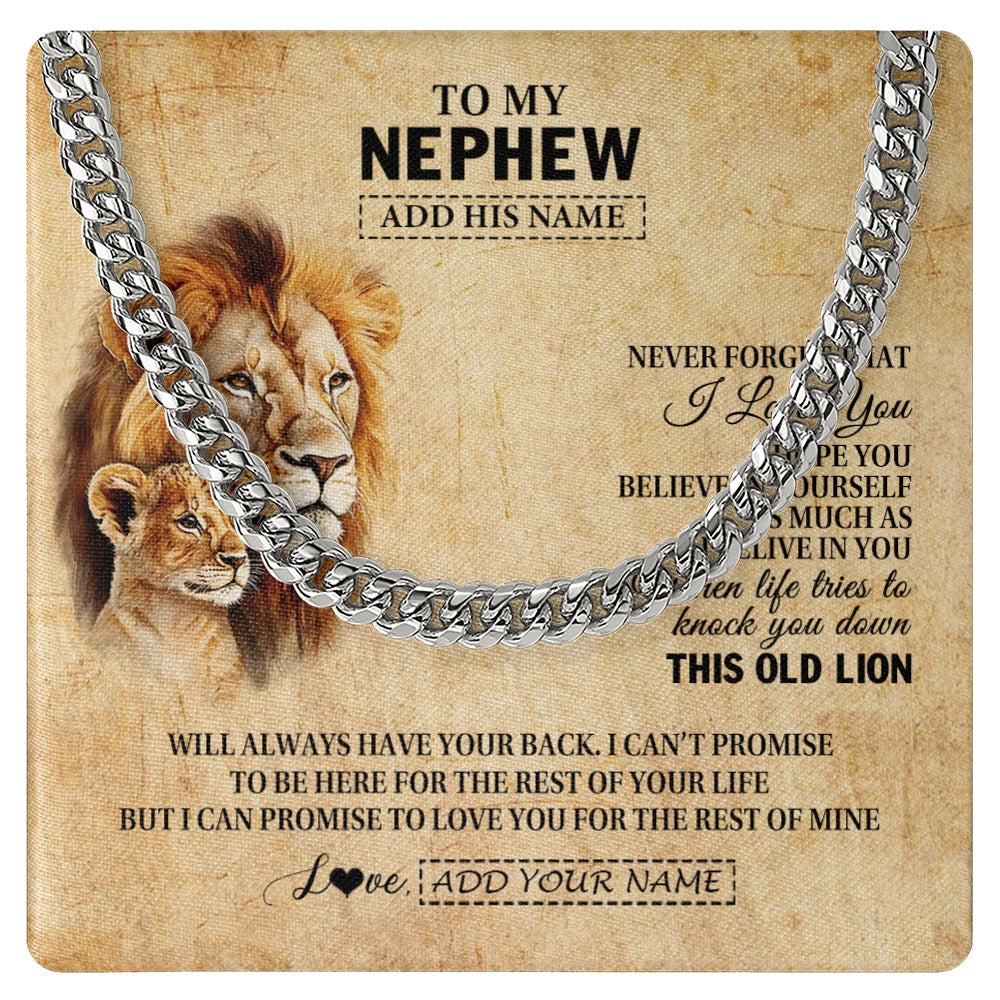 Personalized To My Nephew Gifts From Uncle Lion Necklace I Love You Nephew Birthday Gifts From Uncle Graduation Christmas Customized Gift Box Message Card