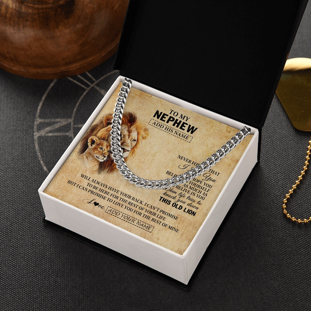 Personalized To My Nephew Gifts From Uncle Lion Necklace I Love You Nephew Birthday Gifts From Uncle Graduation Christmas Customized Gift Box Message Card