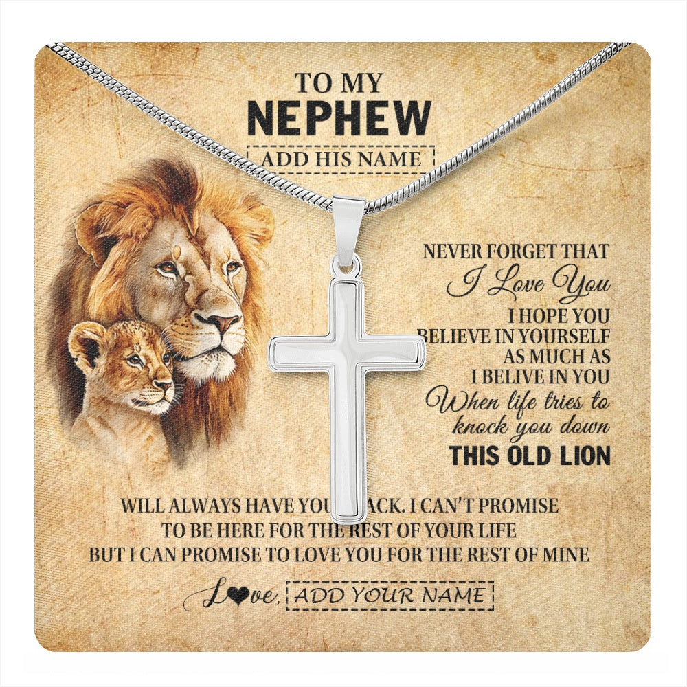 Personalized To My Nephew Gifts From Uncle Lion Necklace I Love You Nephew Birthday Gifts From Uncle Graduation Christmas Customized Gift Box Message Card