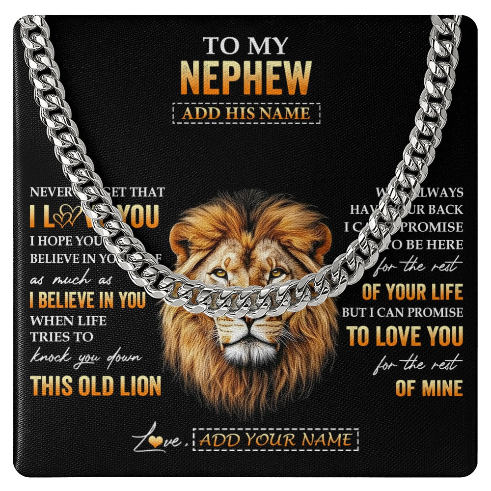 Personalized To My Nephew Gifts From Uncle Necklace Old Lion Love You Nephew Birthday Gifts Graduation Christmas Customized Gift Box Message Card