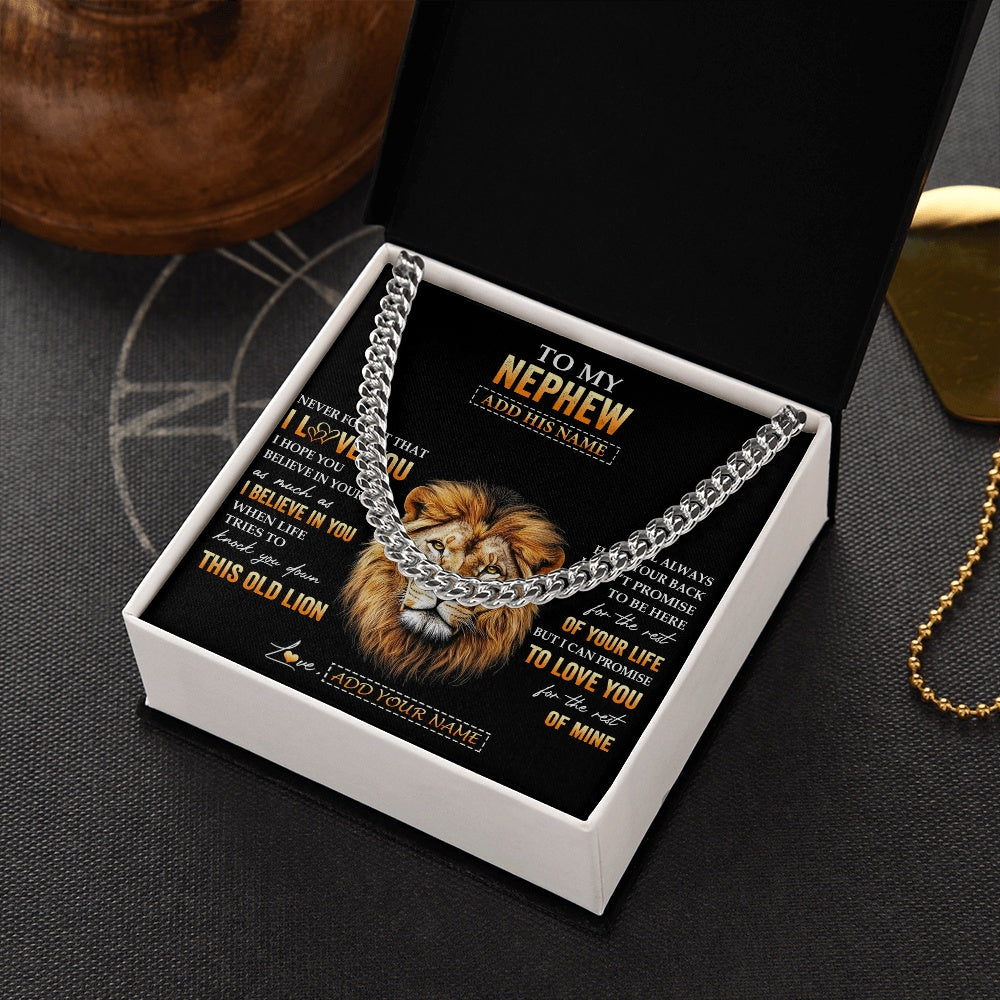 Personalized To My Nephew Gifts From Uncle Necklace Old Lion Love You Nephew Birthday Gifts Graduation Christmas Customized Gift Box Message Card