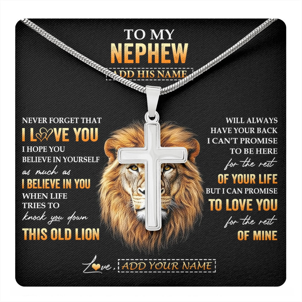 Personalized To My Nephew Gifts From Uncle Necklace Old Lion Love You Nephew Birthday Gifts Graduation Christmas Customized Gift Box Message Card