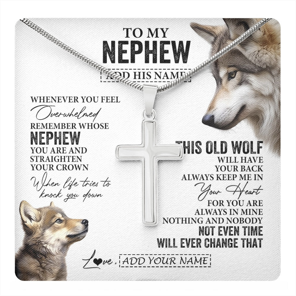 Personalized To My Nephew Gifts Necklace From Aunt Uncle Auntie Whenever Wolf Unique Birthday For Nephew Graduation Christmas Custom Gift Box Message Card