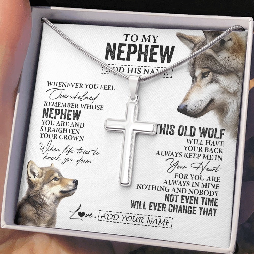 Personalized To My Nephew Gifts Necklace From Aunt Uncle Auntie Whenever Wolf Unique Birthday For Nephew Graduation Christmas Custom Gift Box Message Card