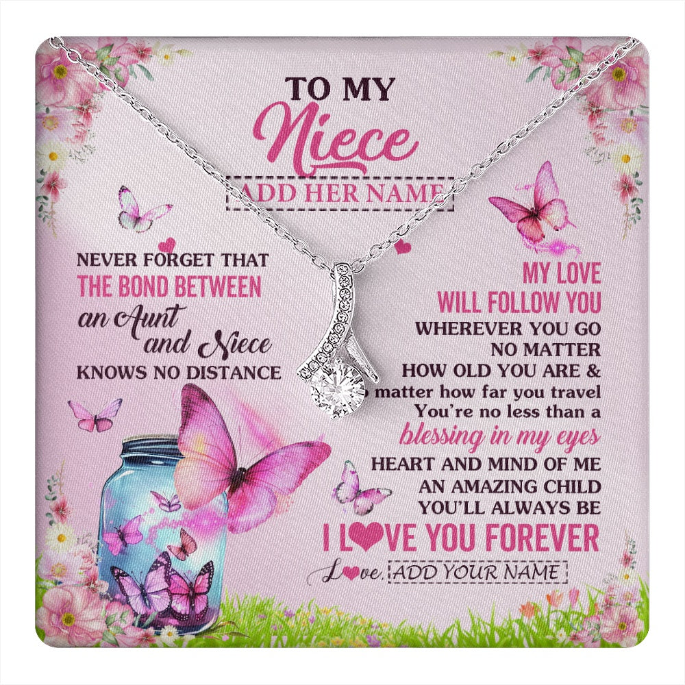 Personalized To My Niece Butterfly Necklace From Aunt Auntie The Bond Between Niece Birthday Gifts Graduation Christmas Custom Jewelry Gift Box Message Card