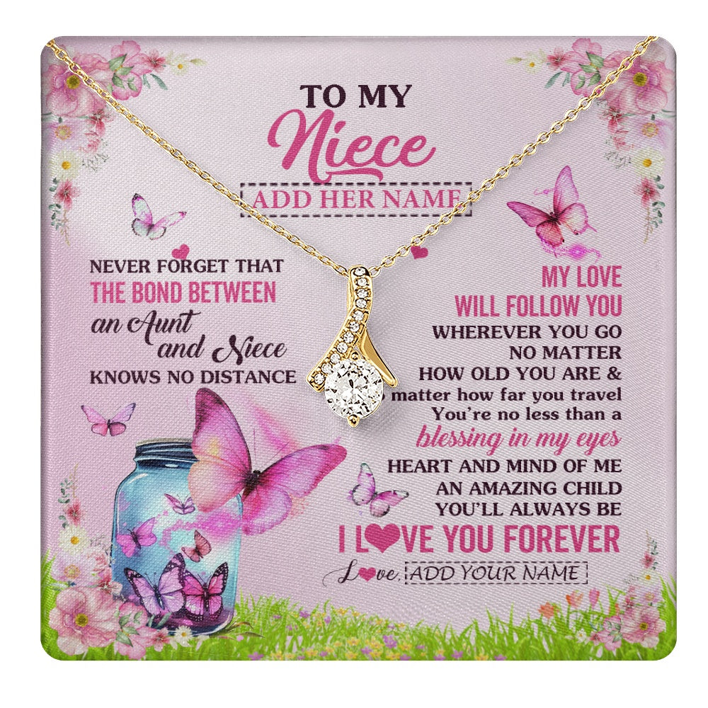 Personalized To My Niece Butterfly Necklace From Aunt Auntie The Bond Between Niece Birthday Gifts Graduation Christmas Custom Jewelry Gift Box Message Card