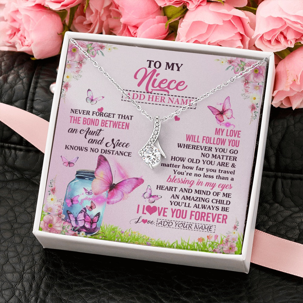 Personalized To My Niece Butterfly Necklace From Aunt Auntie The Bond Between Niece Birthday Gifts Graduation Christmas Custom Jewelry Gift Box Message Card