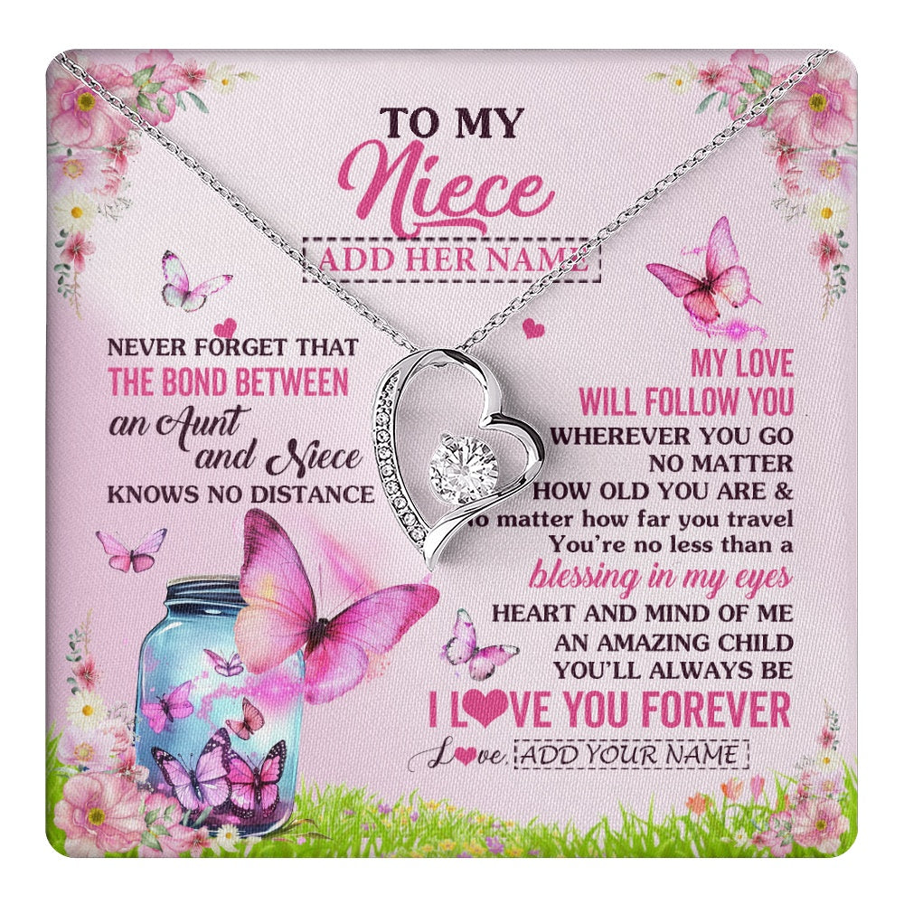 Personalized To My Niece Butterfly Necklace From Aunt Auntie The Bond Between Niece Birthday Gifts Graduation Christmas Custom Jewelry Gift Box Message Card