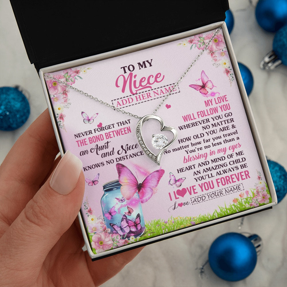 Personalized To My Niece Butterfly Necklace From Aunt Auntie The Bond Between Niece Birthday Gifts Graduation Christmas Custom Jewelry Gift Box Message Card