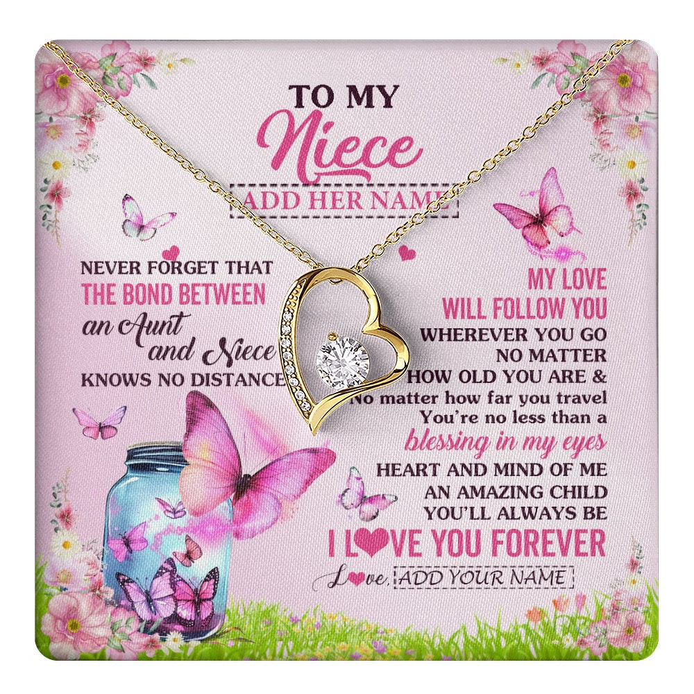 Personalized To My Niece Butterfly Necklace From Aunt Auntie The Bond Between Niece Birthday Gifts Graduation Christmas Custom Jewelry Gift Box Message Card