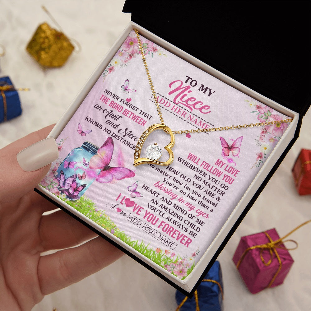 Personalized To My Niece Butterfly Necklace From Aunt Auntie The Bond Between Niece Birthday Gifts Graduation Christmas Custom Jewelry Gift Box Message Card