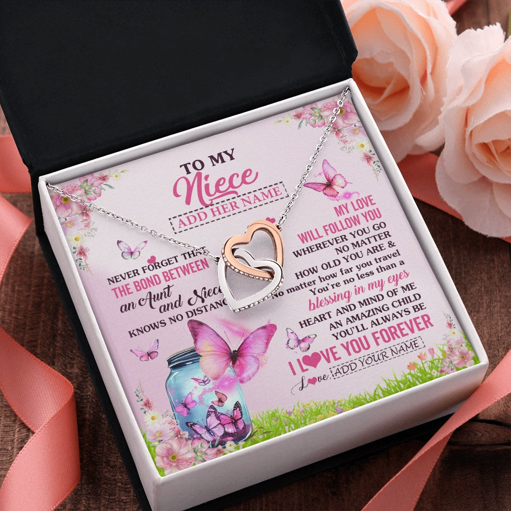 Personalized To My Niece Butterfly Necklace From Aunt Auntie The Bond Between Niece Birthday Gifts Graduation Christmas Custom Jewelry Gift Box Message Card