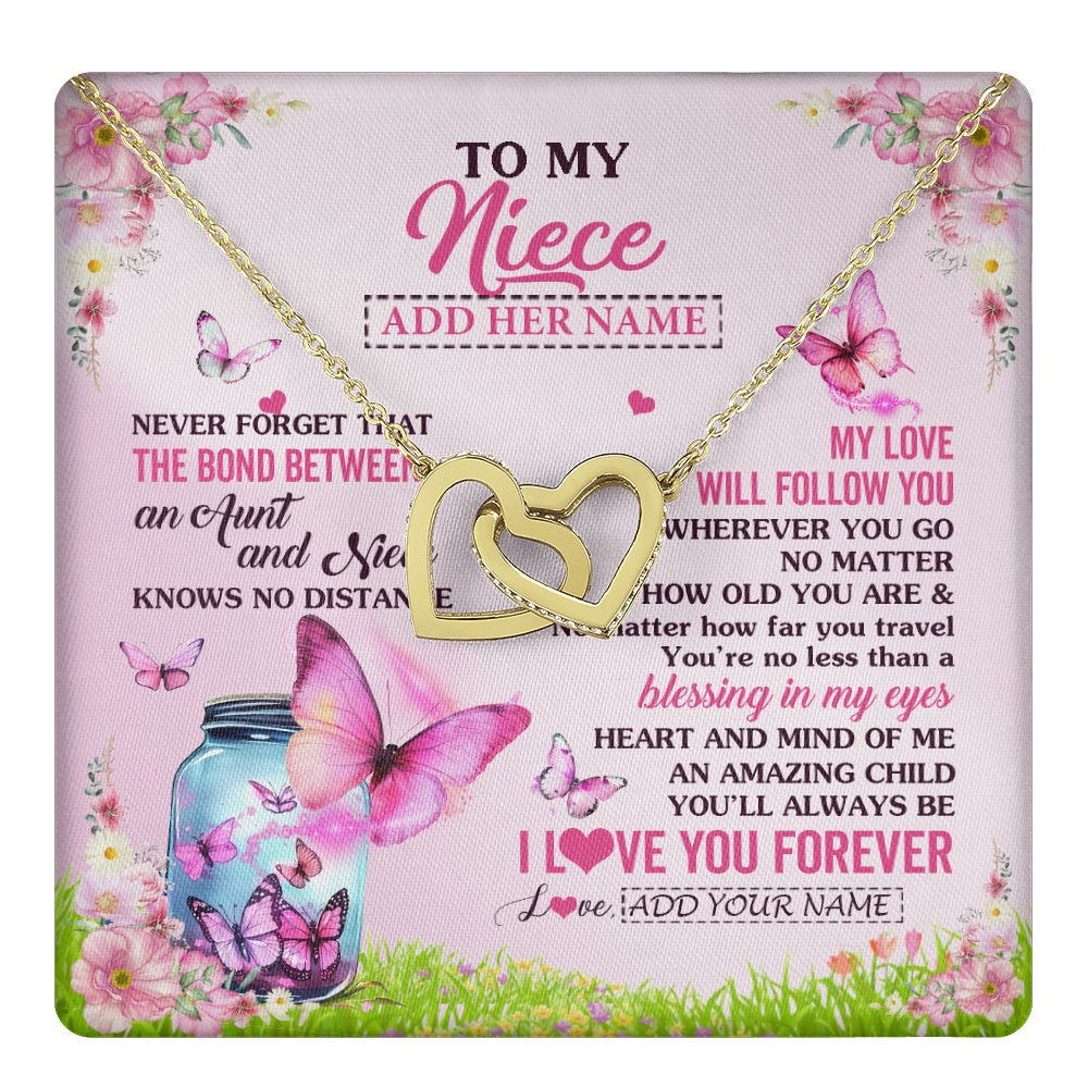 Personalized To My Niece Butterfly Necklace From Aunt Auntie The Bond Between Niece Birthday Gifts Graduation Christmas Custom Jewelry Gift Box Message Card