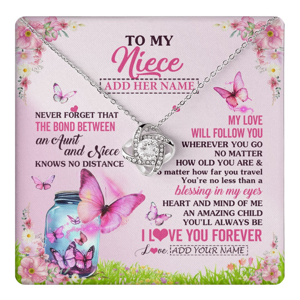 Personalized To My Niece Butterfly Necklace From Aunt Auntie The Bond Between Niece Birthday Gifts Graduation Christmas Custom Jewelry Gift Box Message Card