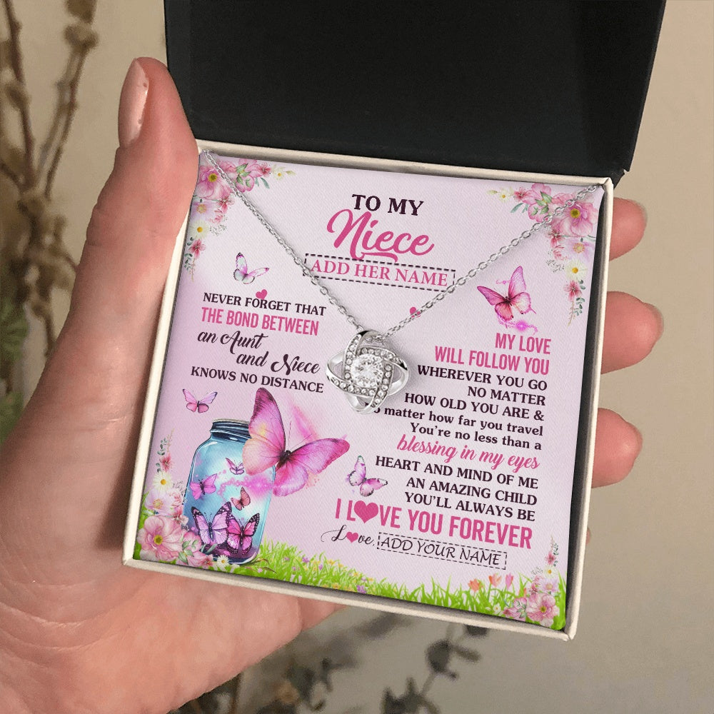 Personalized To My Niece Butterfly Necklace From Aunt Auntie The Bond Between Niece Birthday Gifts Graduation Christmas Custom Jewelry Gift Box Message Card