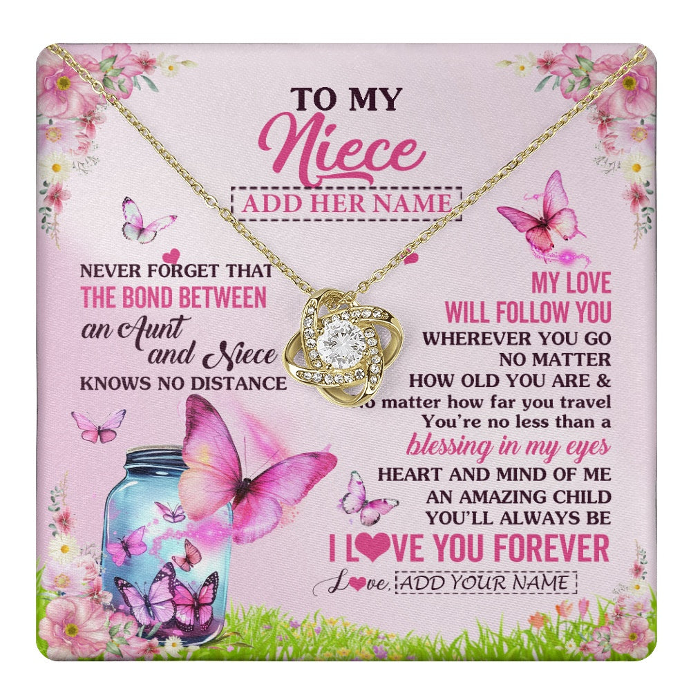 Personalized To My Niece Butterfly Necklace From Aunt Auntie The Bond Between Niece Birthday Gifts Graduation Christmas Custom Jewelry Gift Box Message Card