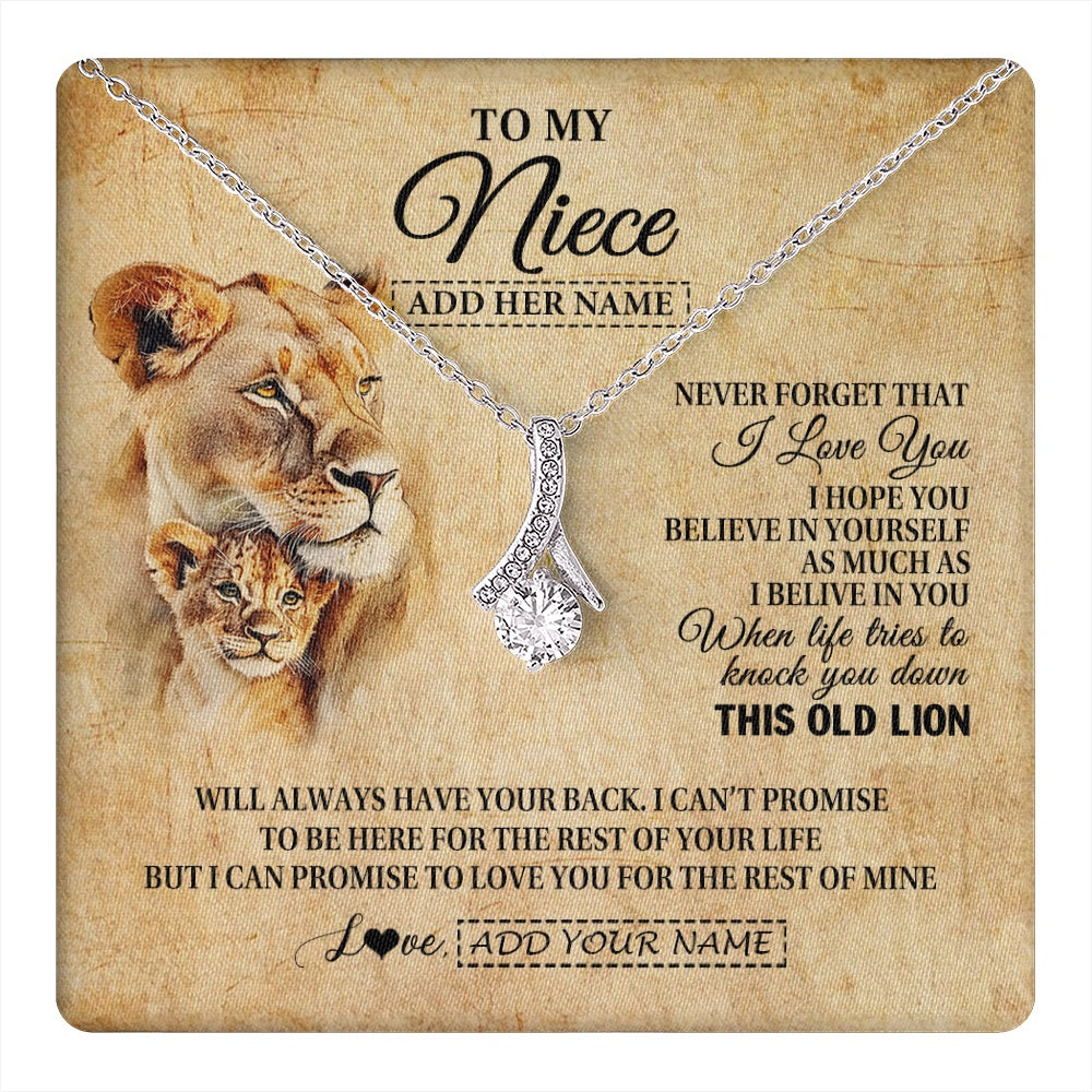 Personalized To My Niece Gifts From Aunt Auntie Lion Necklace I Love You Niece Birthday Gifts From Aunt Graduation Christmas Custom Gift Box Message Card