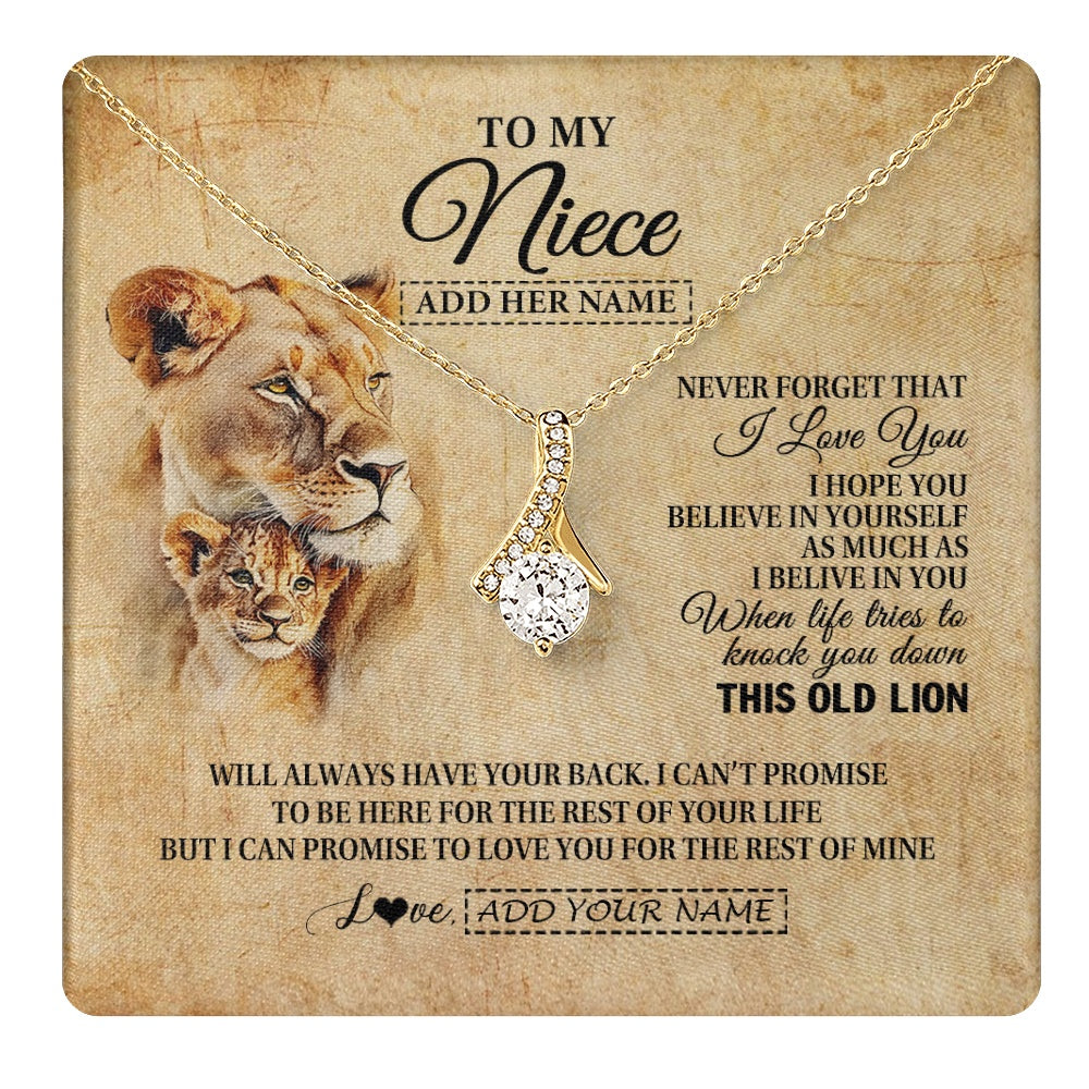 Personalized To My Niece Gifts From Aunt Auntie Lion Necklace I Love You Niece Birthday Gifts From Aunt Graduation Christmas Custom Gift Box Message Card