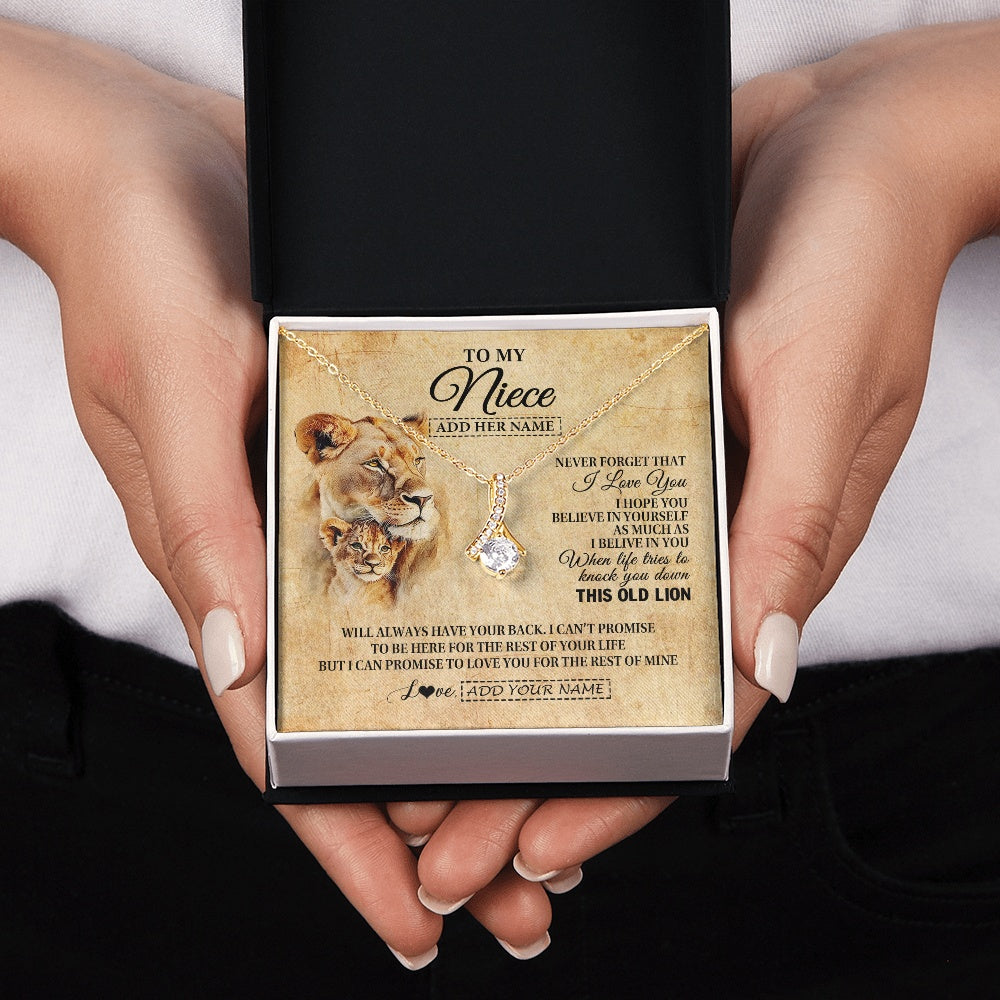 Personalized To My Niece Gifts From Aunt Auntie Lion Necklace I Love You Niece Birthday Gifts From Aunt Graduation Christmas Custom Gift Box Message Card