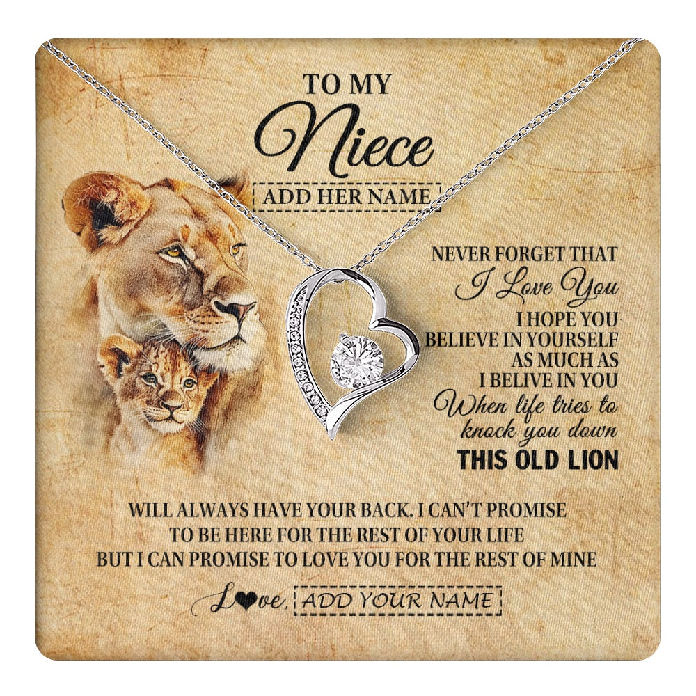 Personalized To My Niece Gifts From Aunt Auntie Lion Necklace I Love You Niece Birthday Gifts From Aunt Graduation Christmas Custom Gift Box Message Card
