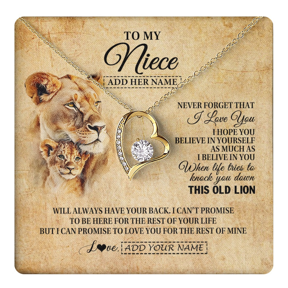 Personalized To My Niece Gifts From Aunt Auntie Lion Necklace I Love You Niece Birthday Gifts From Aunt Graduation Christmas Custom Gift Box Message Card