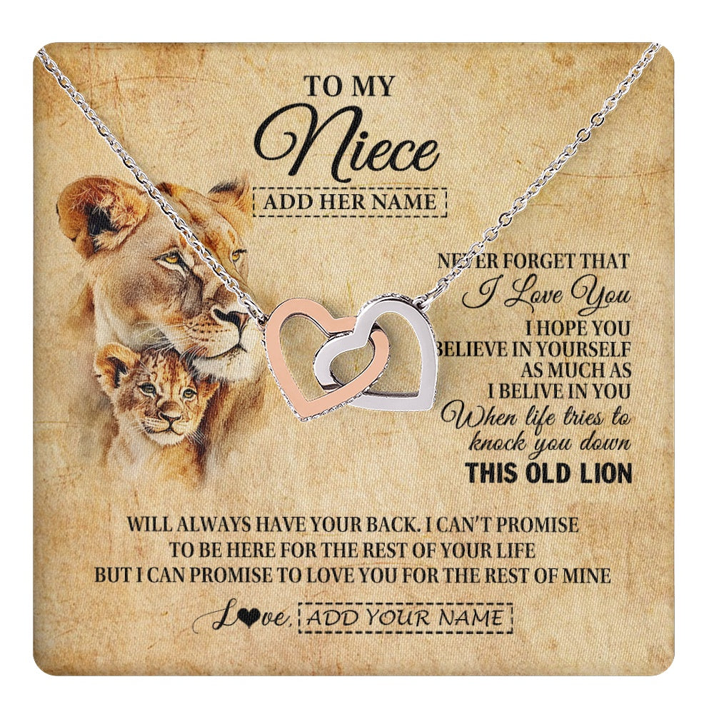 Personalized To My Niece Gifts From Aunt Auntie Lion Necklace I Love You Niece Birthday Gifts From Aunt Graduation Christmas Custom Gift Box Message Card