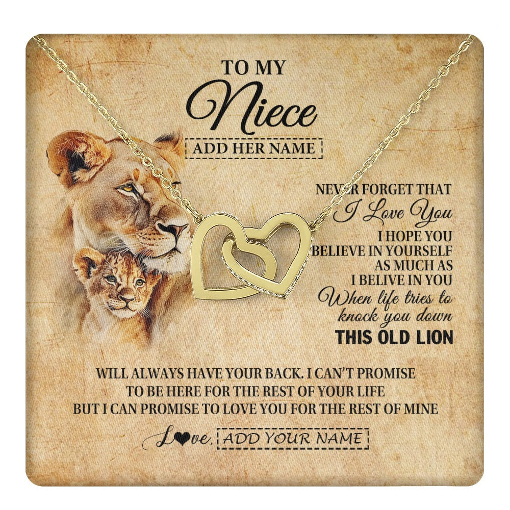 Personalized To My Niece Gifts From Aunt Auntie Lion Necklace I Love You Niece Birthday Gifts From Aunt Graduation Christmas Custom Gift Box Message Card