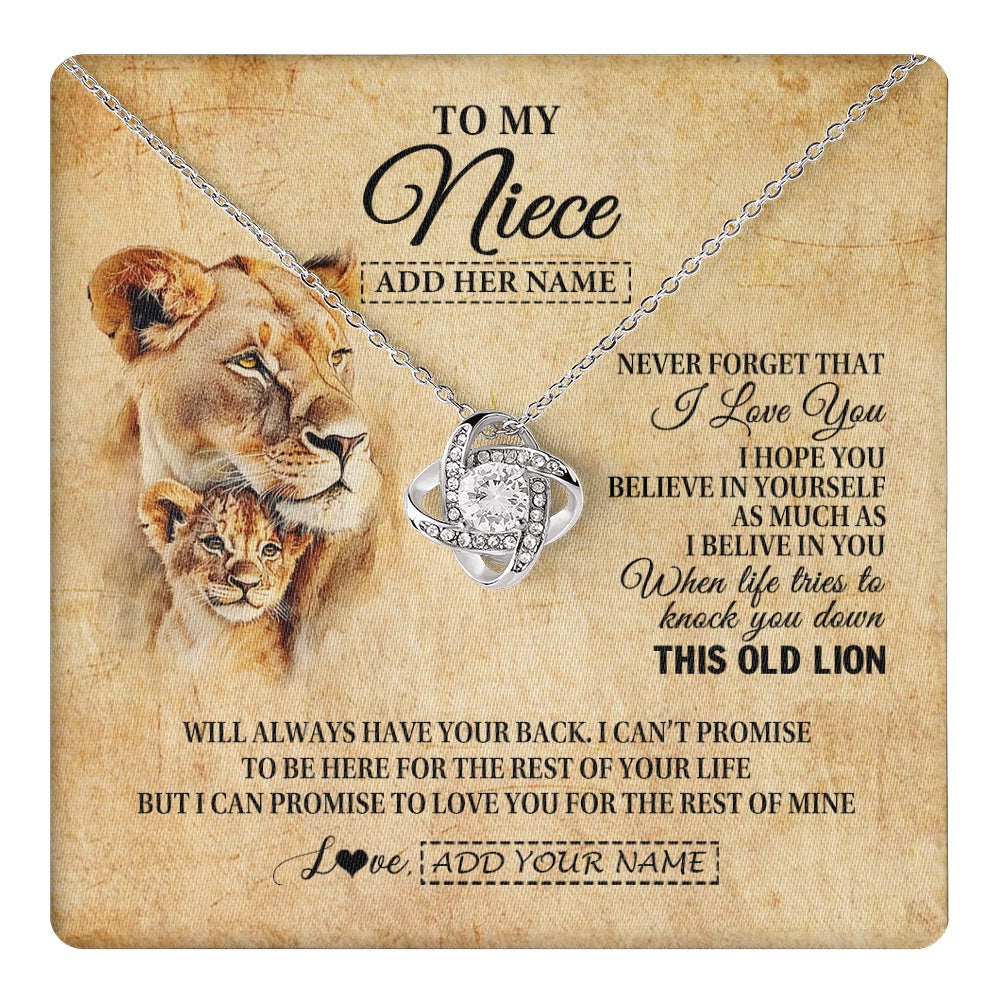 Personalized To My Niece Gifts From Aunt Auntie Lion Necklace I Love You Niece Birthday Gifts From Aunt Graduation Christmas Custom Gift Box Message Card