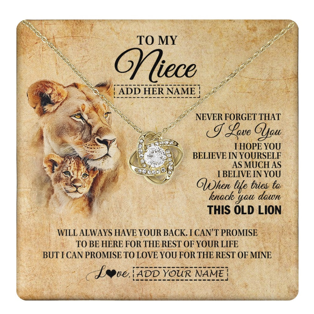 Personalized To My Niece Gifts From Aunt Auntie Lion Necklace I Love You Niece Birthday Gifts From Aunt Graduation Christmas Custom Gift Box Message Card