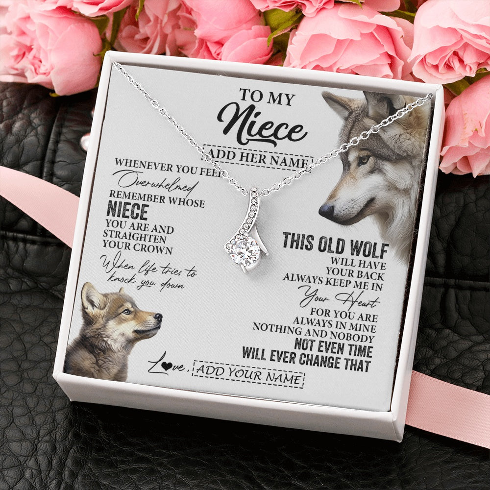 Personalized To My Niece Gifts Necklace From Aunt Uncle Whenever Wolf Unique Birthday Gifts For Niece Graduation Christmas Custom Gift Box Message Card