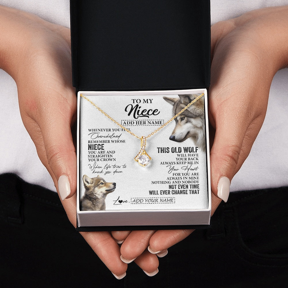 Personalized To My Niece Gifts Necklace From Aunt Uncle Whenever Wolf Unique Birthday Gifts For Niece Graduation Christmas Custom Gift Box Message Card