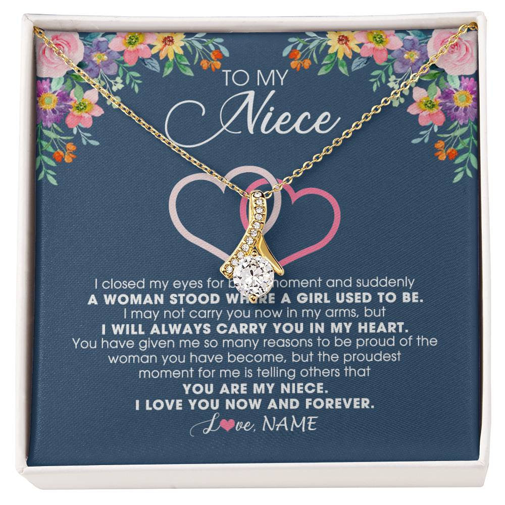 Personalized To My Niece Necklace From Aunt Auntie Uncle I Love You Now And Forever Jewelry For Niece Birthday Graduation Christmas Customized Message Card