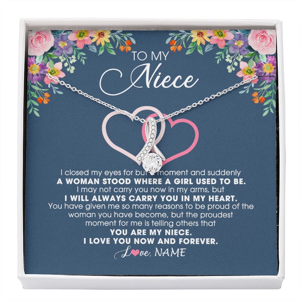 Personalized To My Niece Necklace From Aunt Auntie Uncle I Love You Now And Forever Jewelry For Niece Birthday Graduation Christmas Customized Message Card