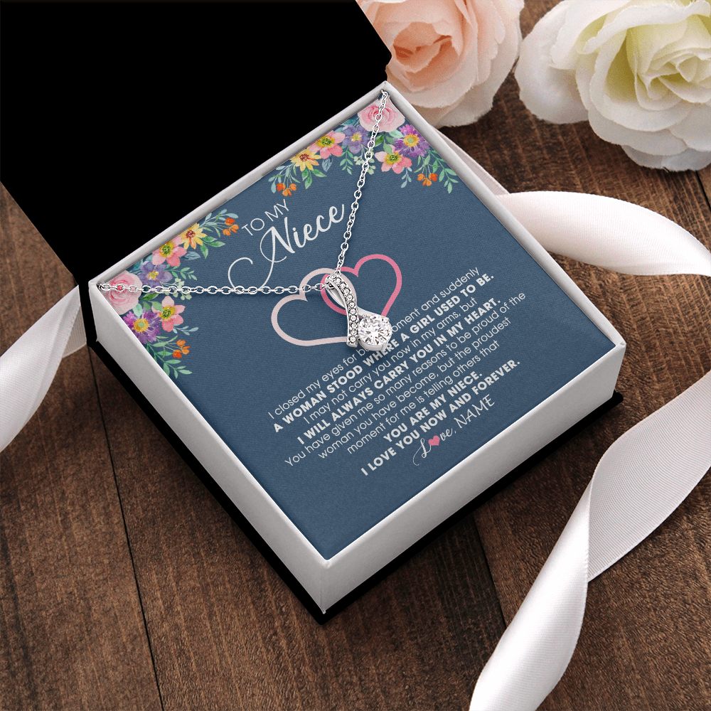 Personalized To My Niece Necklace From Aunt Auntie Uncle I Love You Now And Forever Jewelry For Niece Birthday Graduation Christmas Customized Message Card