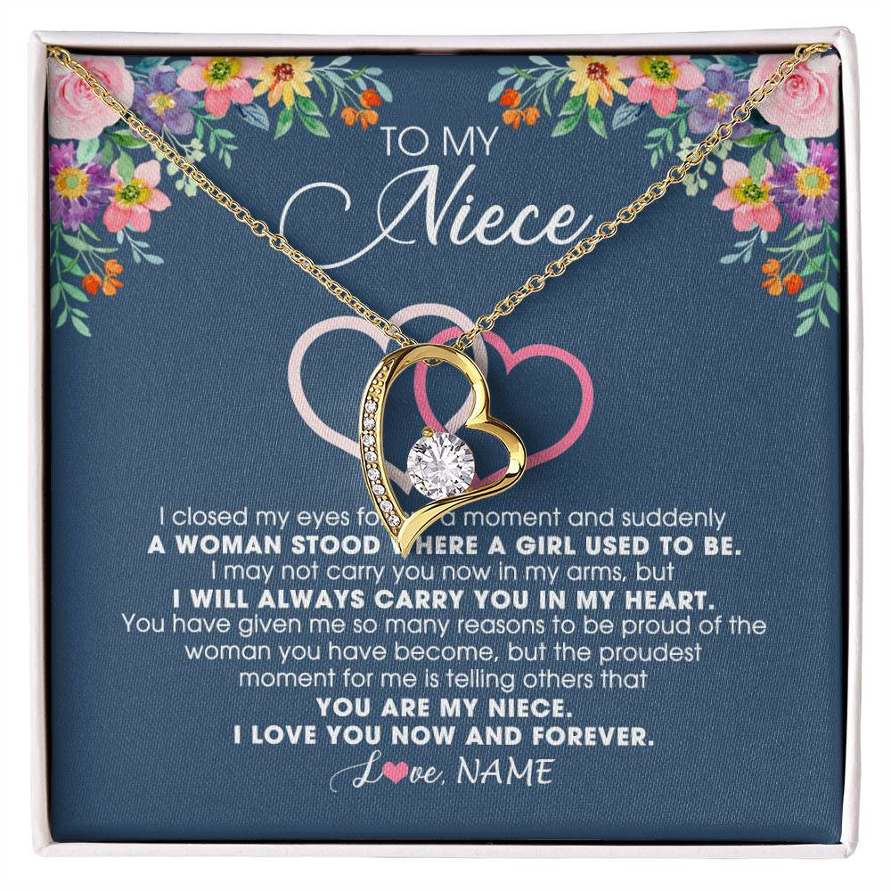 Personalized To My Niece Necklace From Aunt Auntie Uncle I Love You Now And Forever Jewelry For Niece Birthday Graduation Christmas Customized Message Card