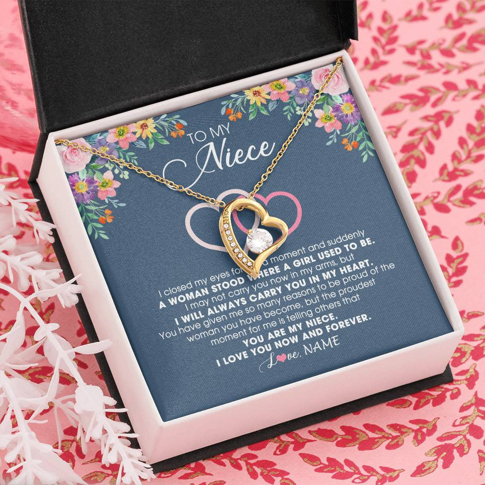 Personalized To My Niece Necklace From Aunt Auntie Uncle I Love You Now And Forever Jewelry For Niece Birthday Graduation Christmas Customized Message Card