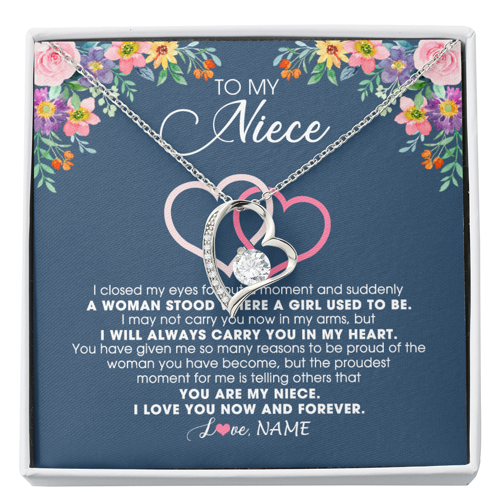 Personalized To My Niece Necklace From Aunt Auntie Uncle I Love You Now And Forever Jewelry For Niece Birthday Graduation Christmas Customized Message Card