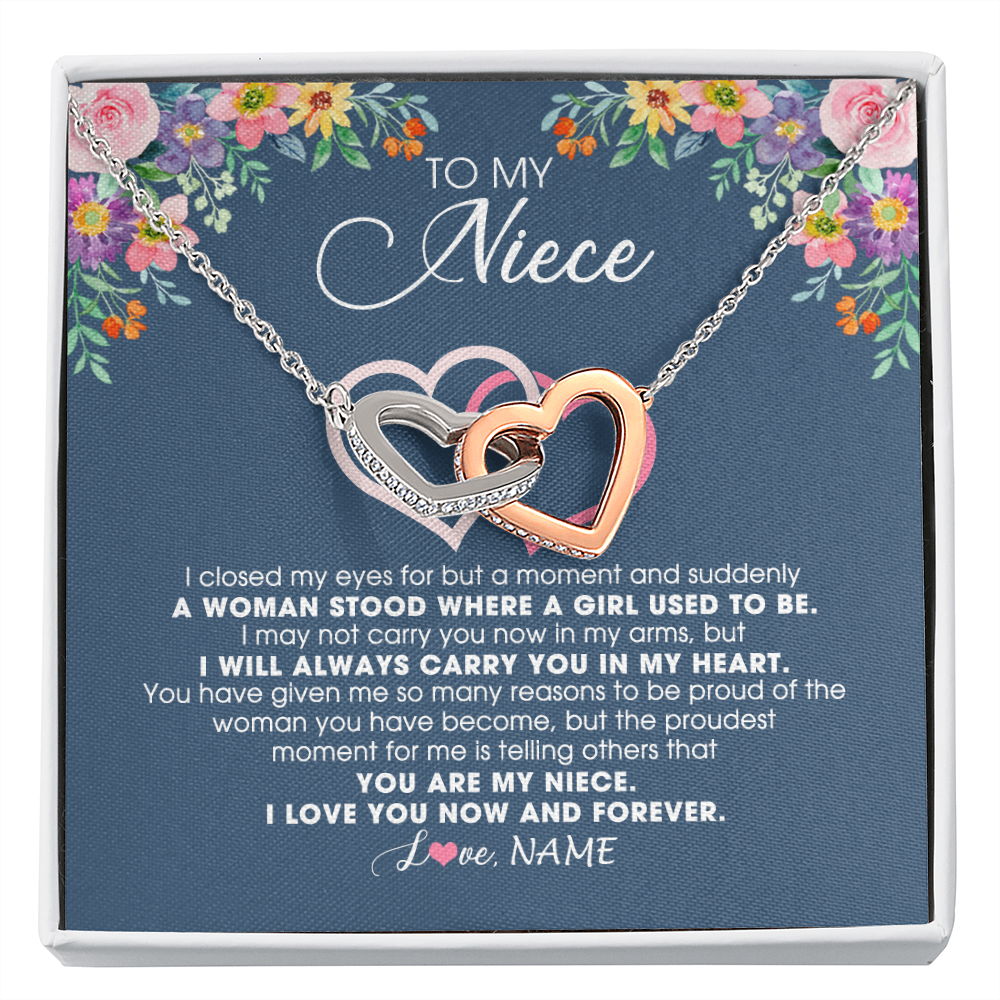 Personalized To My Niece Necklace From Aunt Auntie Uncle I Love You Now And Forever Jewelry For Niece Birthday Graduation Christmas Customized Message Card