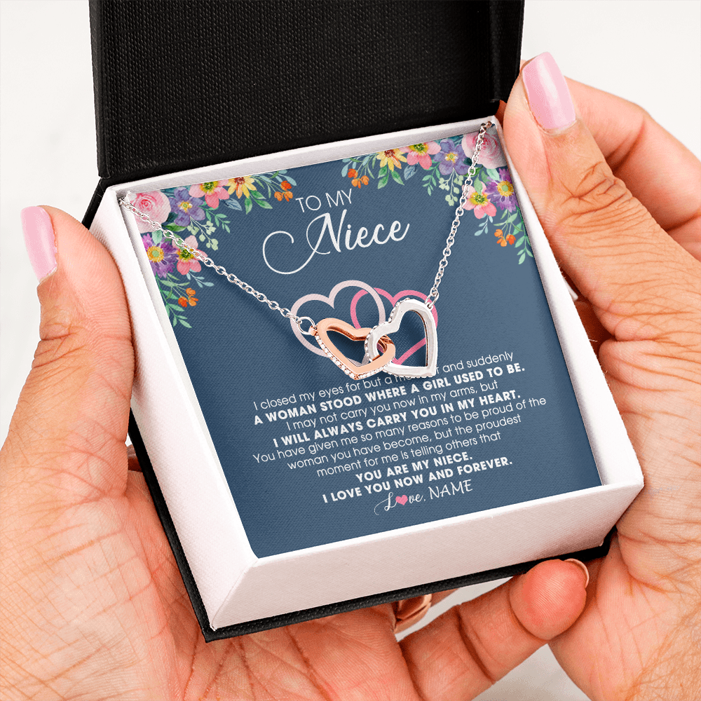 Personalized To My Niece Necklace From Aunt Auntie Uncle I Love You Now And Forever Jewelry For Niece Birthday Graduation Christmas Customized Message Card