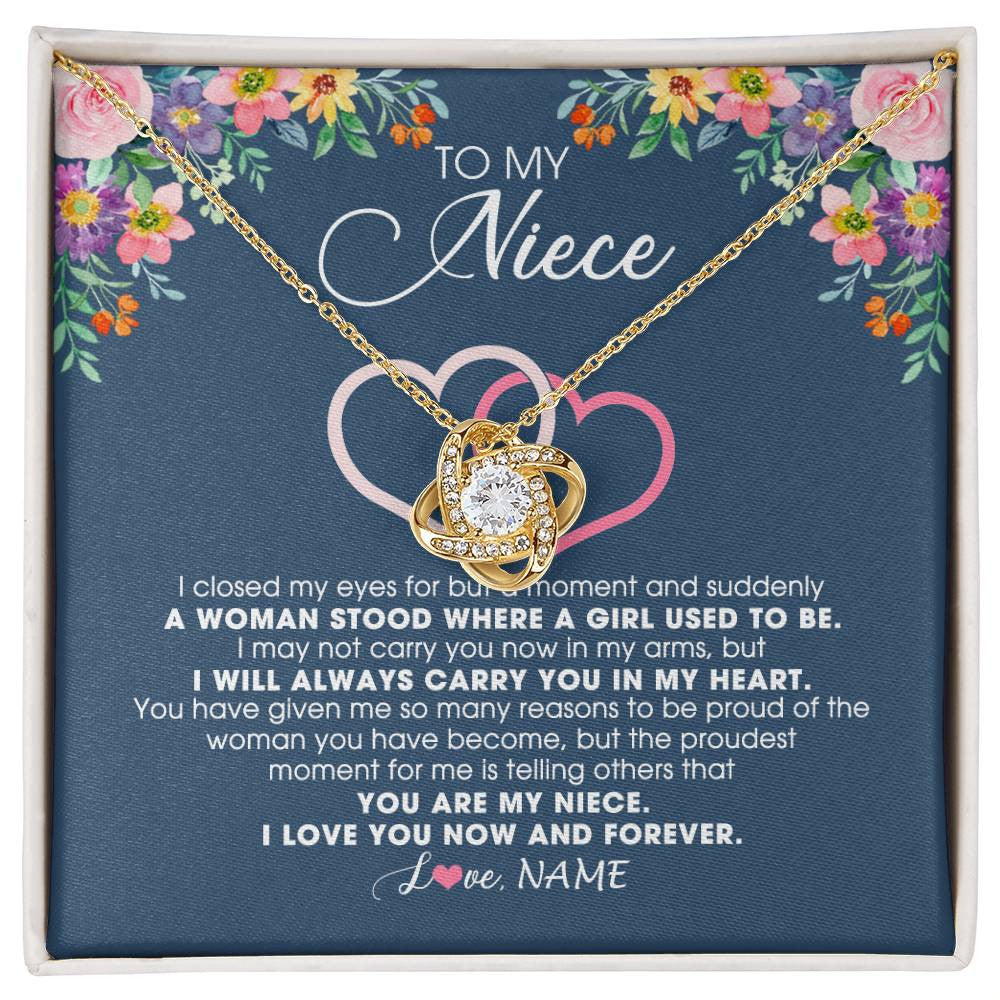 Personalized To My Niece Necklace From Aunt Auntie Uncle I Love You Now And Forever Jewelry For Niece Birthday Graduation Christmas Customized Message Card