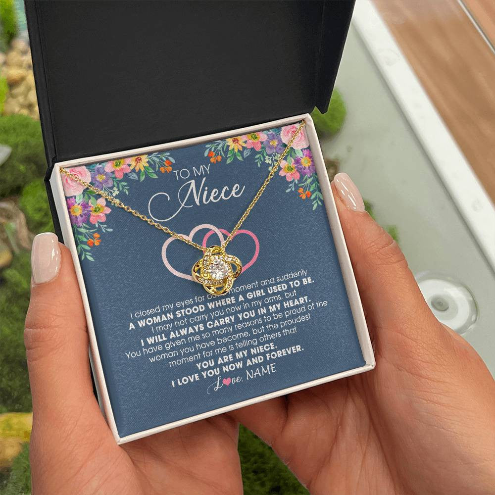 Personalized To My Niece Necklace From Aunt Auntie Uncle I Love You Now And Forever Jewelry For Niece Birthday Graduation Christmas Customized Message Card