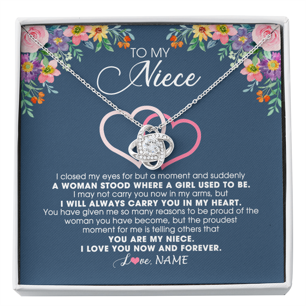 Personalized To My Niece Necklace From Aunt Auntie Uncle I Love You Now And Forever Jewelry For Niece Birthday Graduation Christmas Customized Message Card