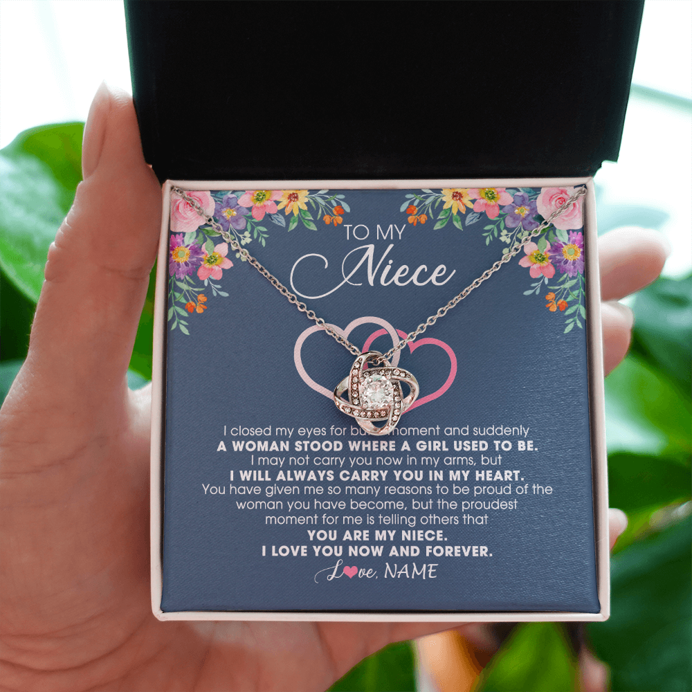 Personalized To My Niece Necklace From Aunt Auntie Uncle I Love You Now And Forever Jewelry For Niece Birthday Graduation Christmas Customized Message Card