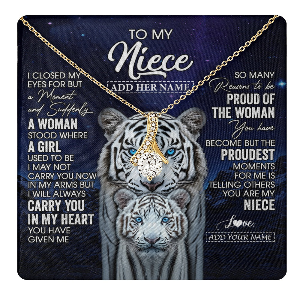 Personalized To My Niece Necklace From Aunt Uncle I Close My Eyes White Tiger Niece Birthday Gift Graduation Christmas Custom Gift Box Message Card