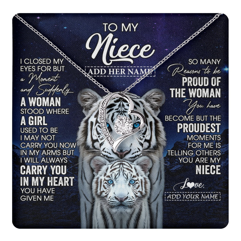 Personalized To My Niece Necklace From Aunt Uncle I Close My Eyes White Tiger Niece Birthday Gift Graduation Christmas Custom Gift Box Message Card