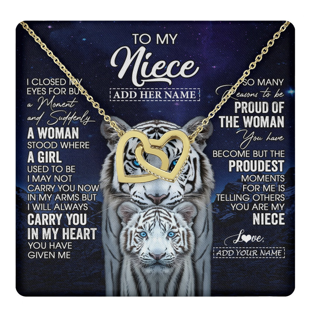 Personalized To My Niece Necklace From Aunt Uncle I Close My Eyes White Tiger Niece Birthday Gift Graduation Christmas Custom Gift Box Message Card