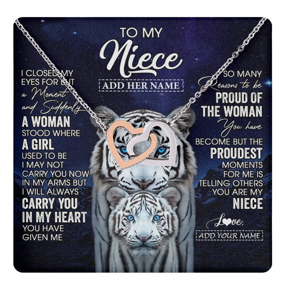 Personalized To My Niece Necklace From Aunt Uncle I Close My Eyes White Tiger Niece Birthday Gift Graduation Christmas Custom Gift Box Message Card