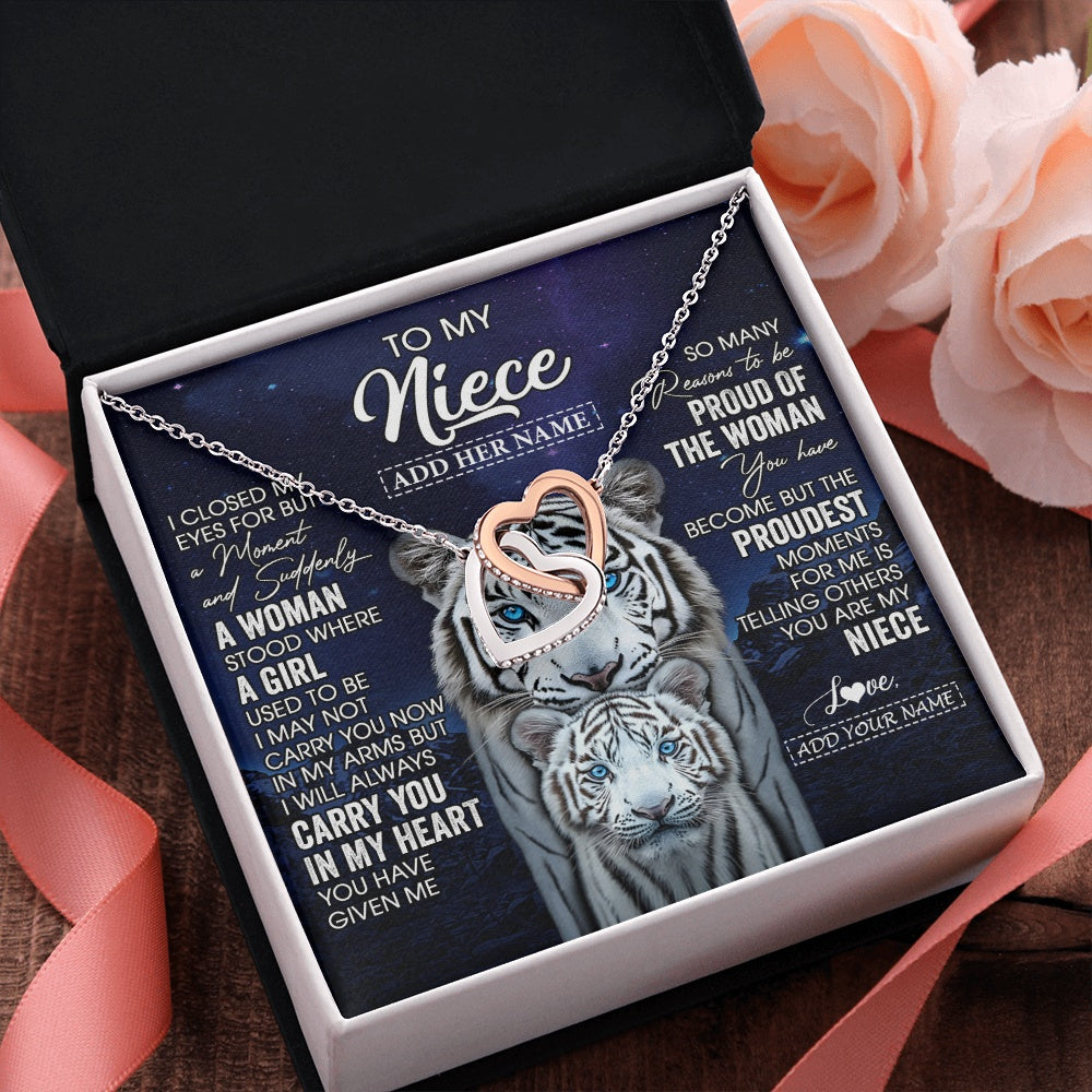 Personalized To My Niece Necklace From Aunt Uncle I Close My Eyes White Tiger Niece Birthday Gift Graduation Christmas Custom Gift Box Message Card