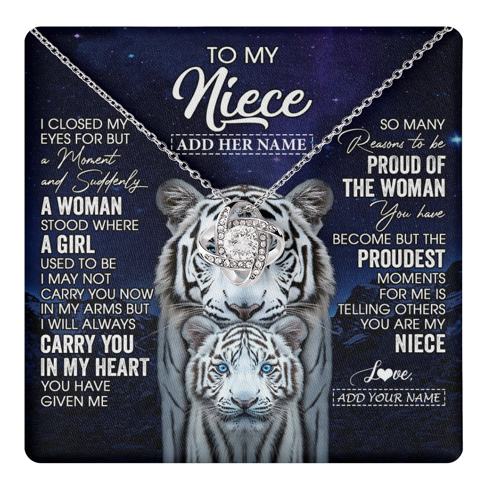 Personalized To My Niece Necklace From Aunt Uncle I Close My Eyes White Tiger Niece Birthday Gift Graduation Christmas Custom Gift Box Message Card